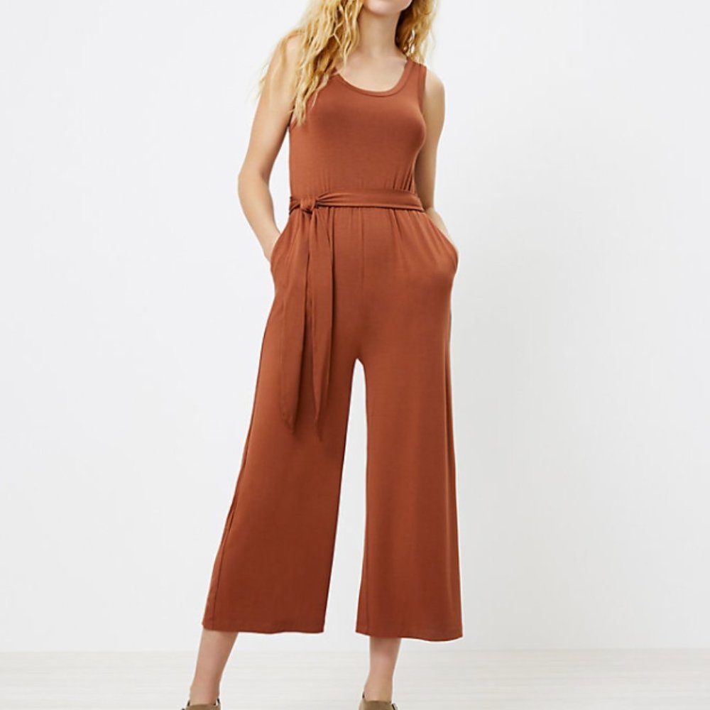 Loft Scoop Neck Tank Jumpsuit - Rust - Small